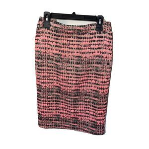 Helene Berman London Tweed Pattern Poly/Cotton Stretchy Lined Skirt Gray Pink L